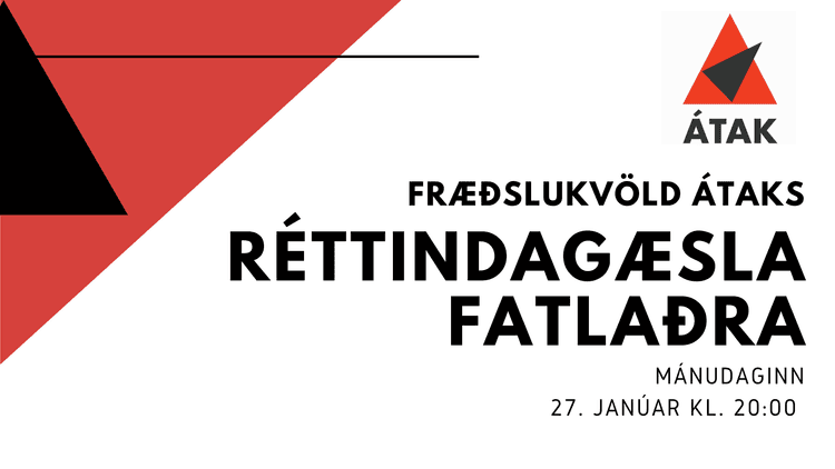 Réttindagæsla fatlaðra á næsta fræðslukvöldi Átaks